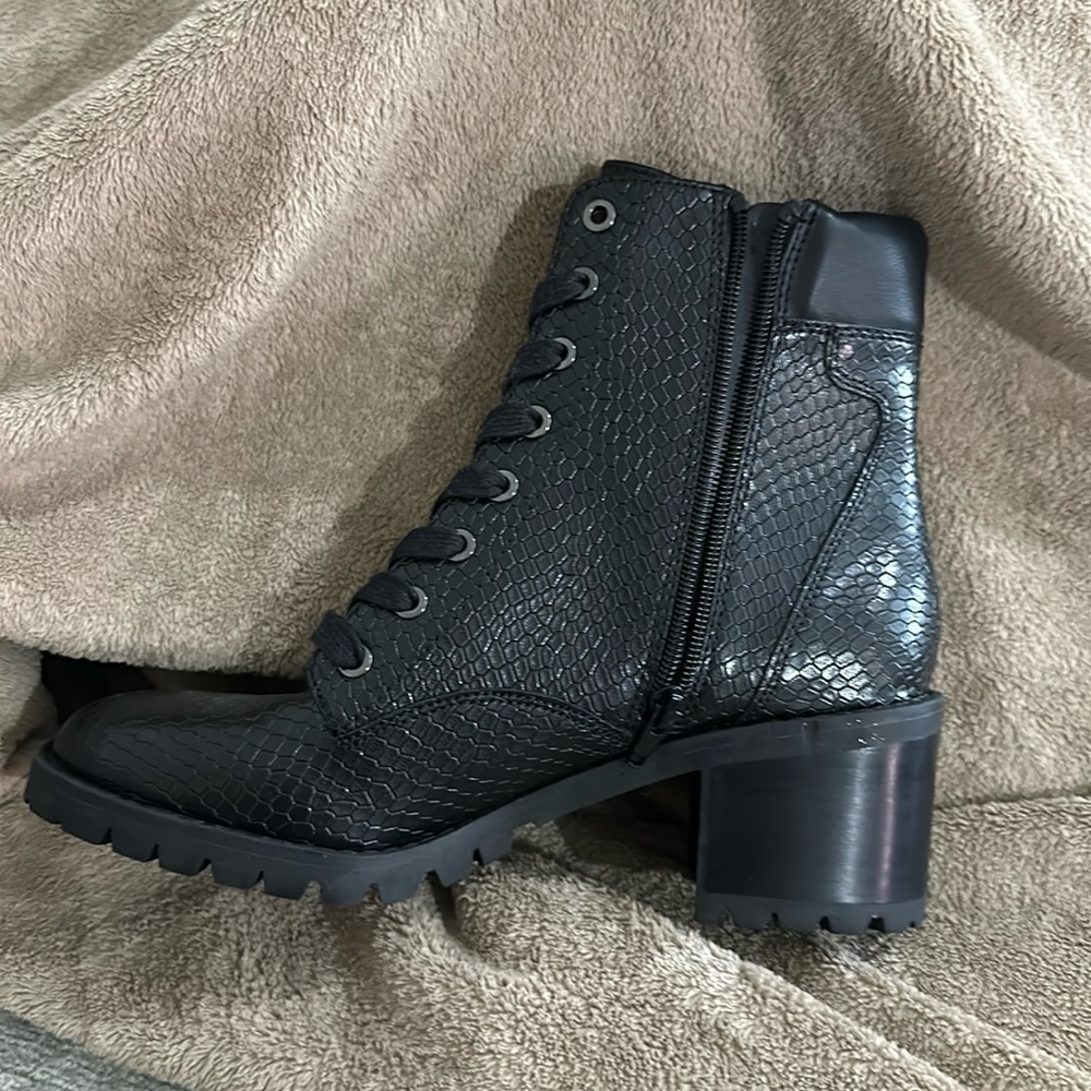 Aldo Snake Print Combat Boot With Heel